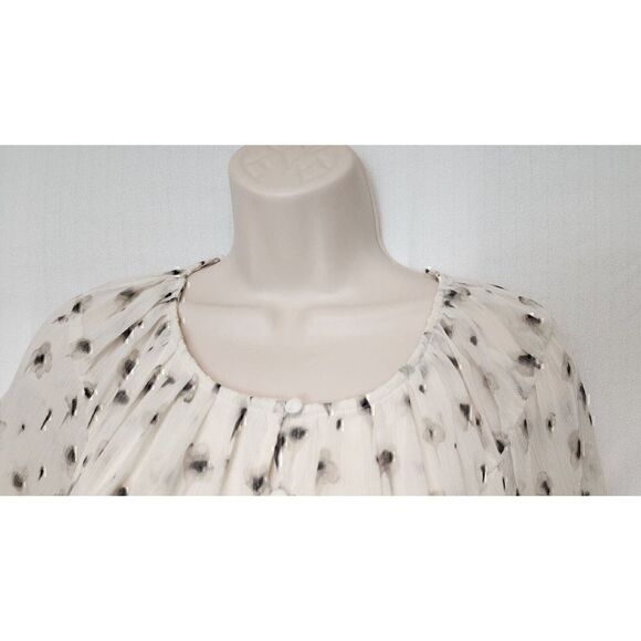 Simply Vera Wang Multicolor Cream/Black Chiffon Ruffle Dress Size Large - Picture 6 of 13